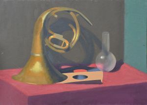 Still Life with a French Horn / oil on cardboard / 50 x 70 cm / 2015