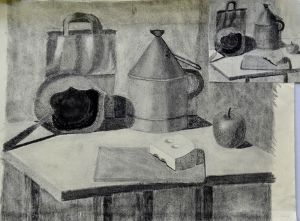 Still Life With Cheese / coal on paper / 45 x 65 cm / 2014