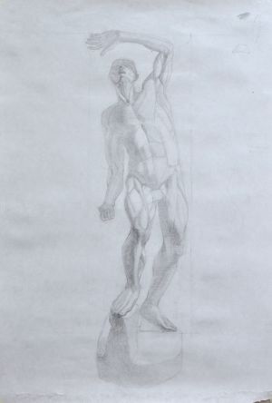 Plaster human figure / graphite on paper / 45 x 65 cm / 2015